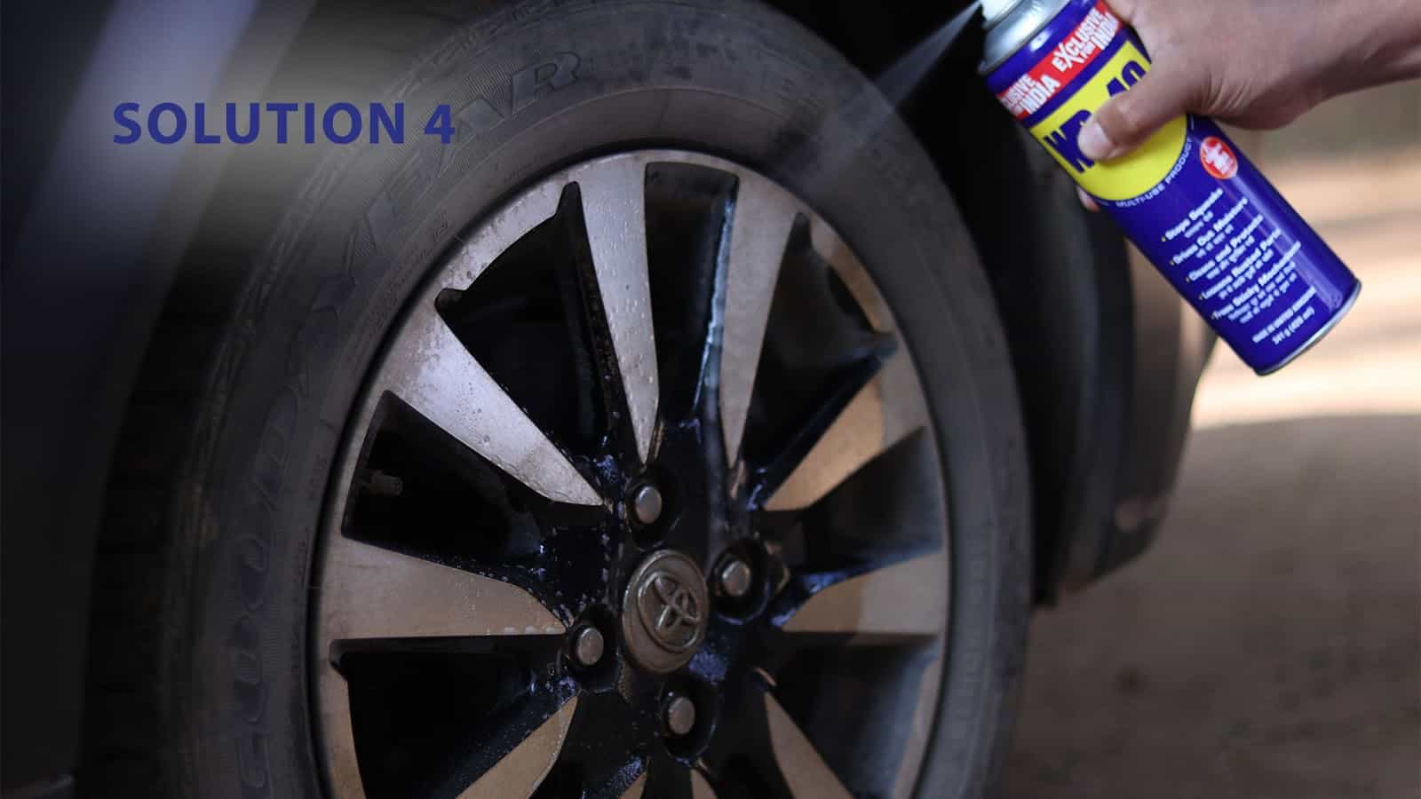 How to get caked grease off your tyres? WD40 India